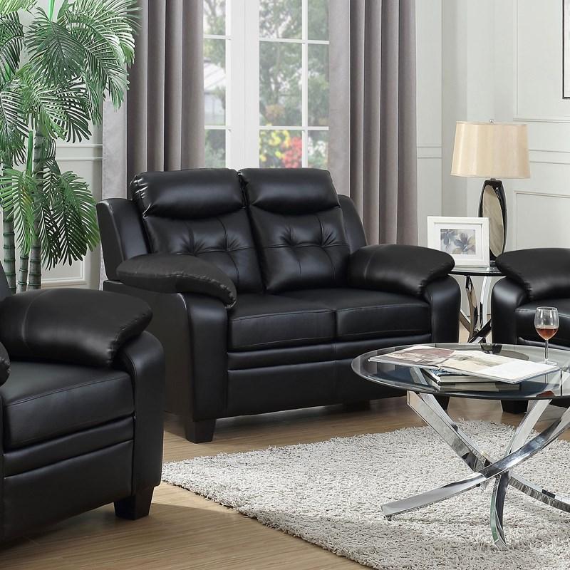 Large Picture of Coaster Furniture Finley 506552 Upholstered Padded Arm Tufted Loveseat - Black