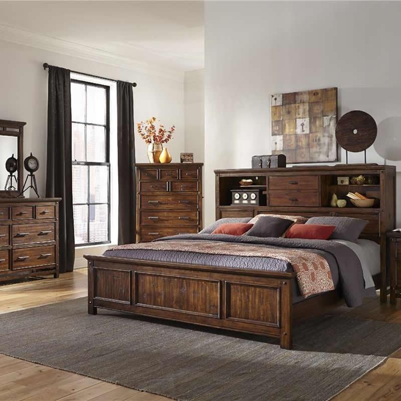 Intercon Furniture Wolf Creek WK-BR-6190BK-VAC-C King Book Case Panel Bed