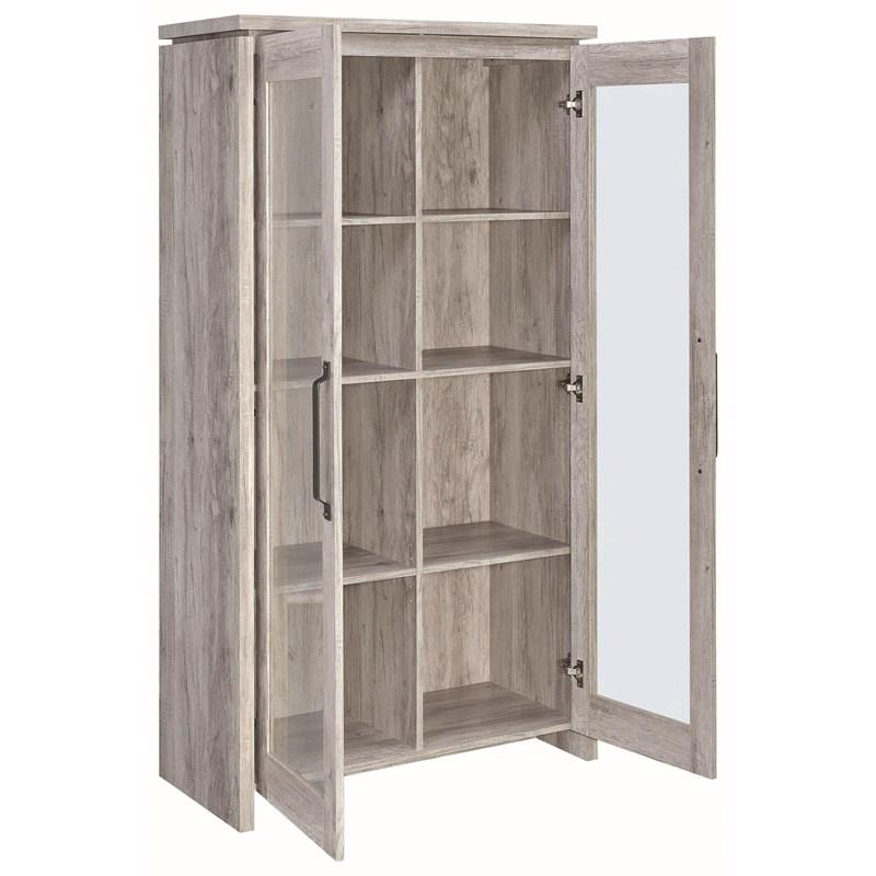Large Picture of Coaster Furniture Alejo 950783 2-door Engineered Wood Tall Cabinet - Grey Driftwood