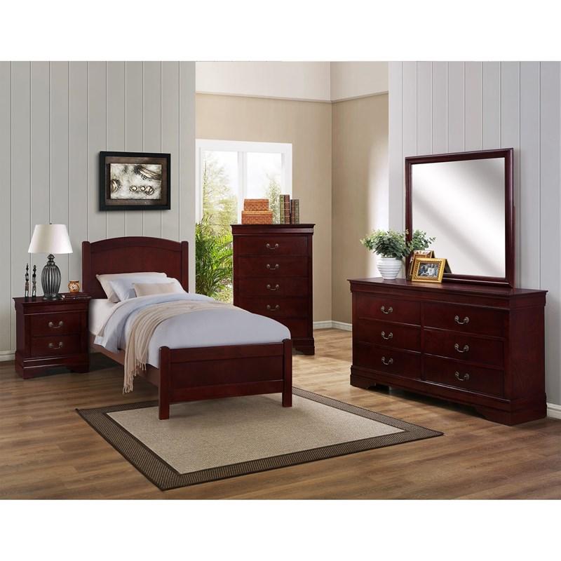 Large Picture of Crown Mark Helene 5006 Twin Bed - Cherry