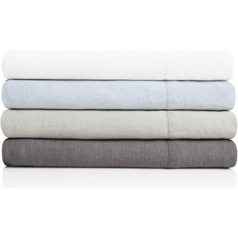 Malouf French Linen Bed Sheet - White (Split California King)