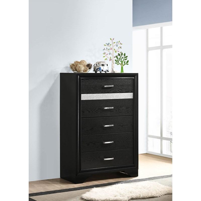 Large Picture of Coaster Furniture Miranda 206365 5-Drawer Bedroom Chest - Black