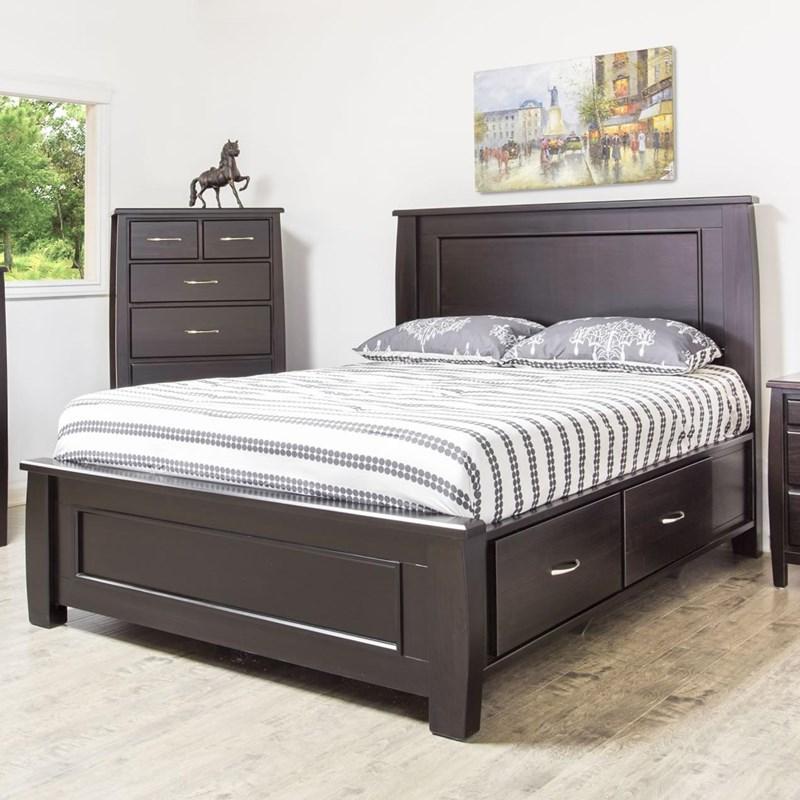 Large Picture of Mako Wood Furniture Tofino 5400-ST-Q Queen Panel Bed with Storage