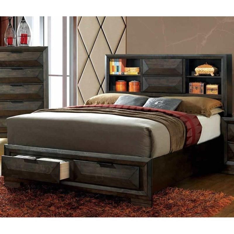 Large Picture of Furniture of America Nikomedes CM7557CK-BED California King Bookcase Bed