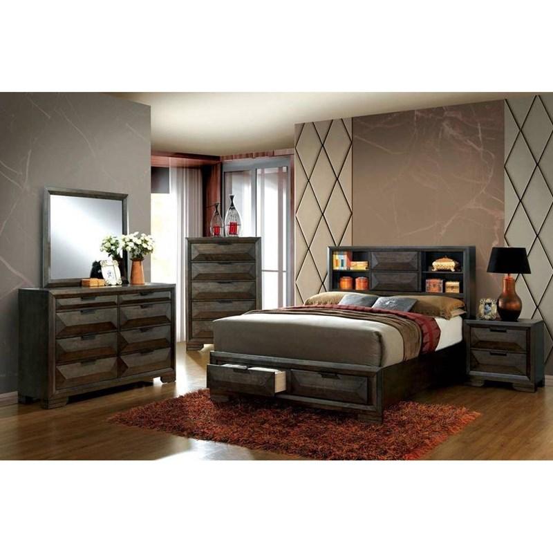 Large Picture of Furniture of America Nikomedes CM7557CK-BED California King Bookcase Bed