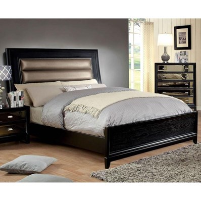 Furniture of America Golva CM7295EK-BED King Upholstered Panel Bed (Black)