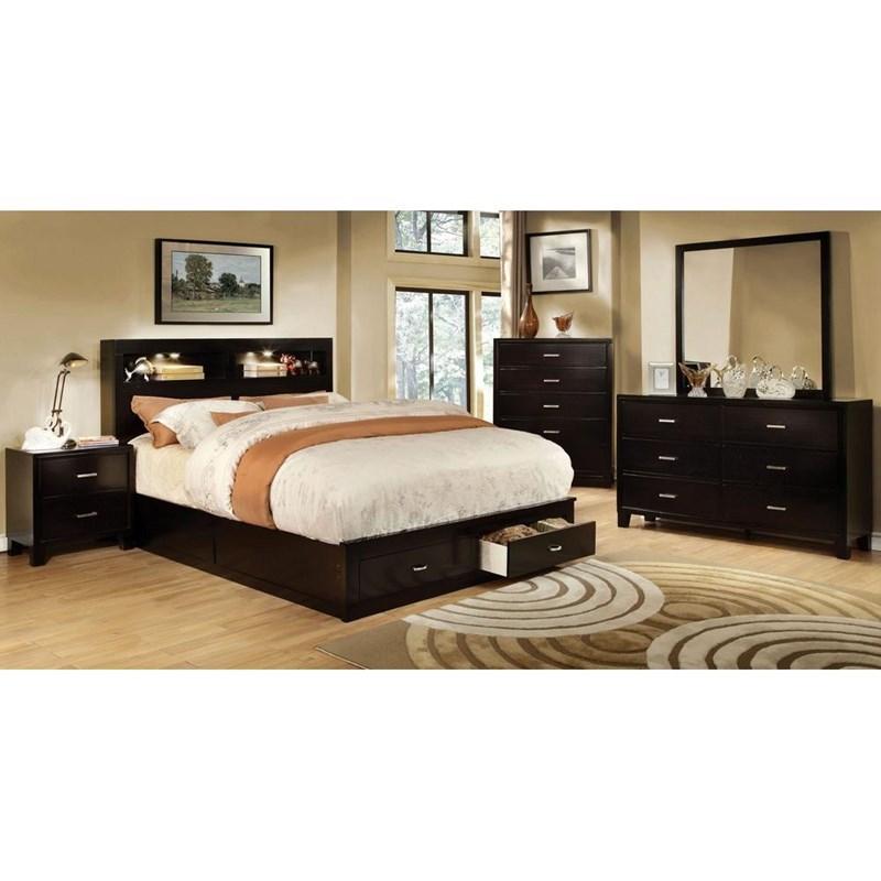 Large Picture of Furniture of America Gerico II CM7291EX-EK-BED King Storage Bed (Espresso)