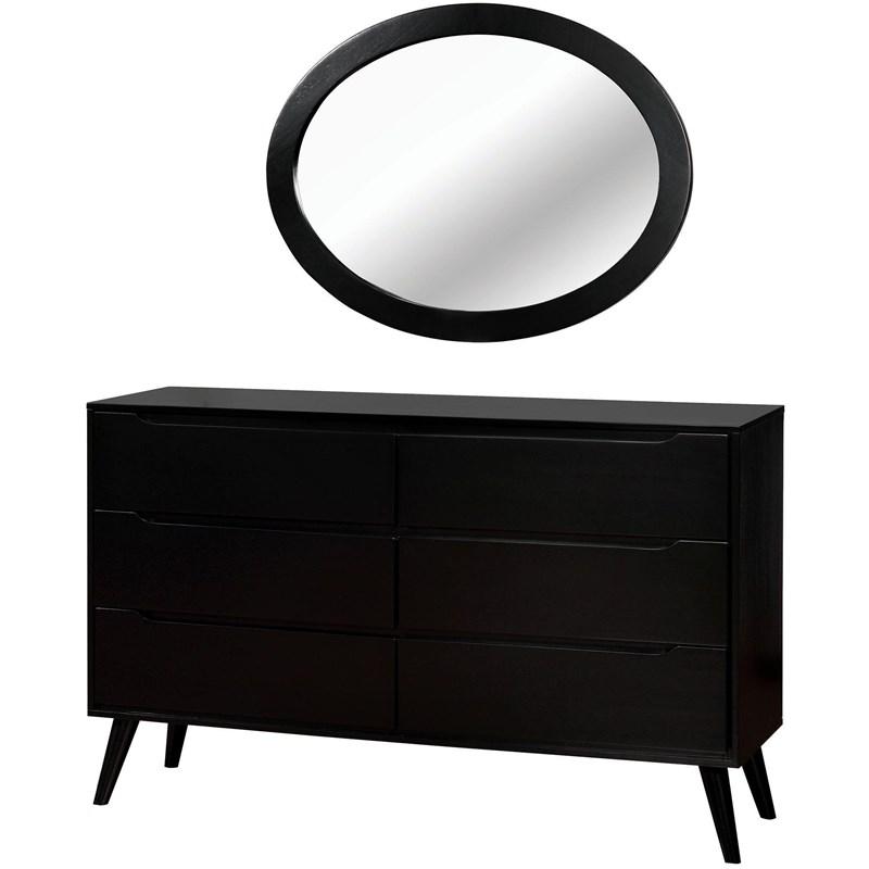 Large Picture of Furniture of America Lennart CM7386BK-MO Oval Mirror