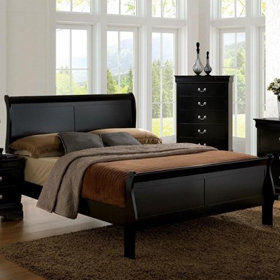 Furniture of America Louis Philippe III CM7866BK-T-BED Twin Sleigh Bed (Black)
