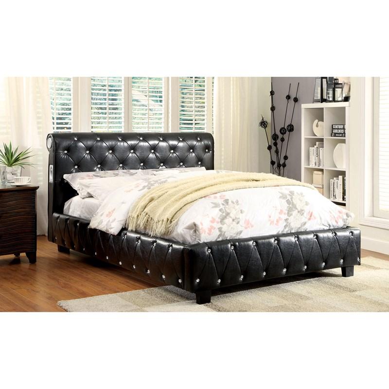 Large Picture of Furniture of America Juillard CM7056BK-EK-BED King Upholstered Panel Bed