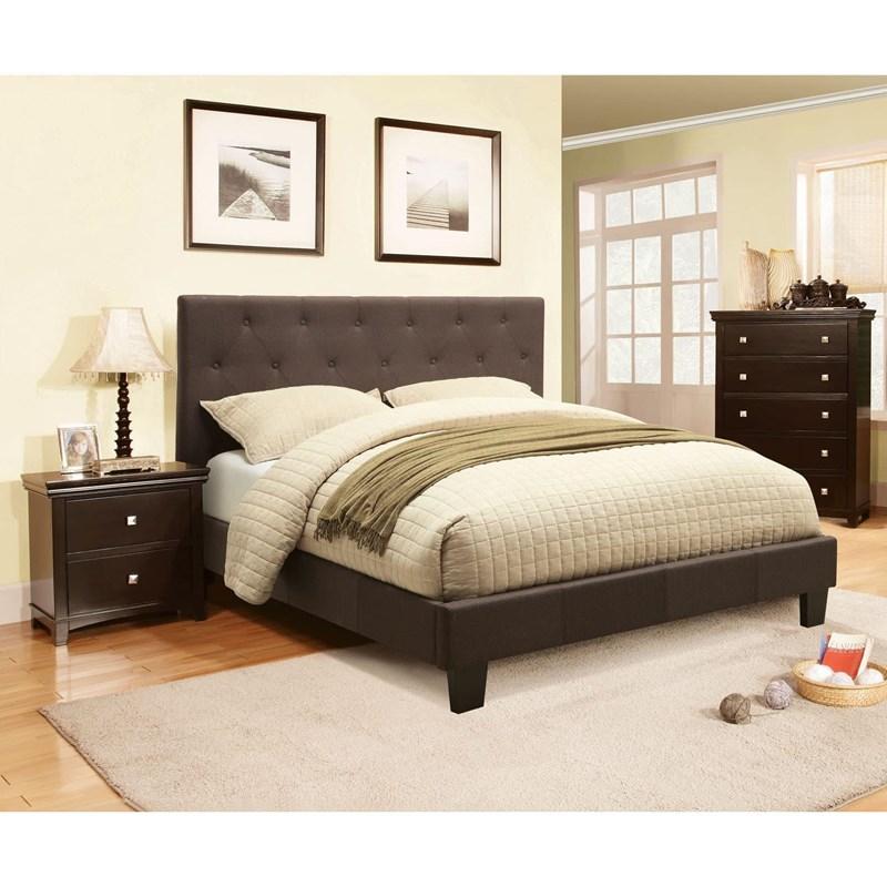 Large Picture of Furniture of America Leeroy CM7200LB-CK-BED California King Upholstered Panel Bed