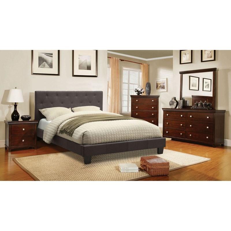 Large Picture of Furniture of America Leeroy CM7200LB-CK-BED California King Upholstered Panel Bed