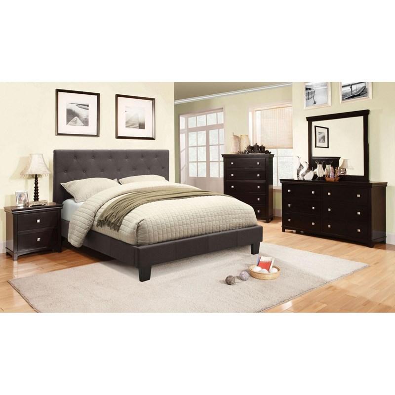 Large Picture of Furniture of America Leeroy CM7200LB-EK-BED King Upholstered Panel Bed