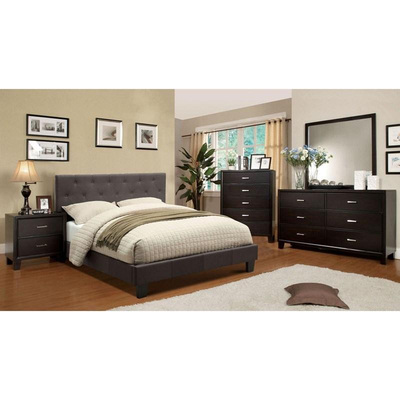 Large Picture of Furniture of America Leeroy CM7200LB-Q-BED Queen Upholstered Panel Bed