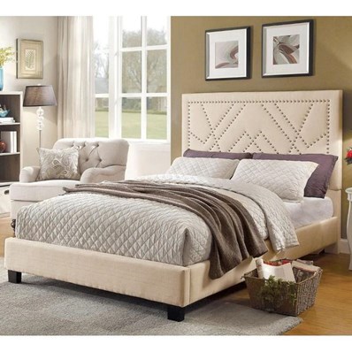 Furniture of America Marianne CM7433BG-EK-BED King Upholstered Panel Bed