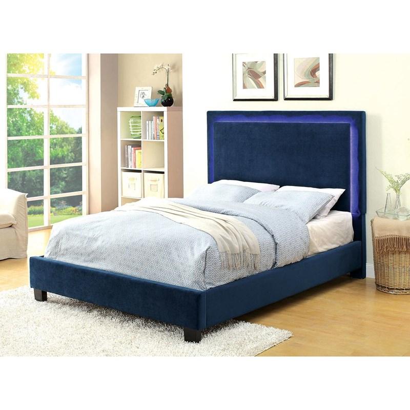 Large Picture of Furniture of America Erglow I CM7695NV-Q-BED Queen Upholstered Panel Bed