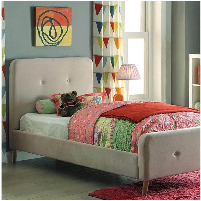 Large Picture of Furniture of America Barney CM7272BG-T-BED Twin Upholstered Panel Bed
