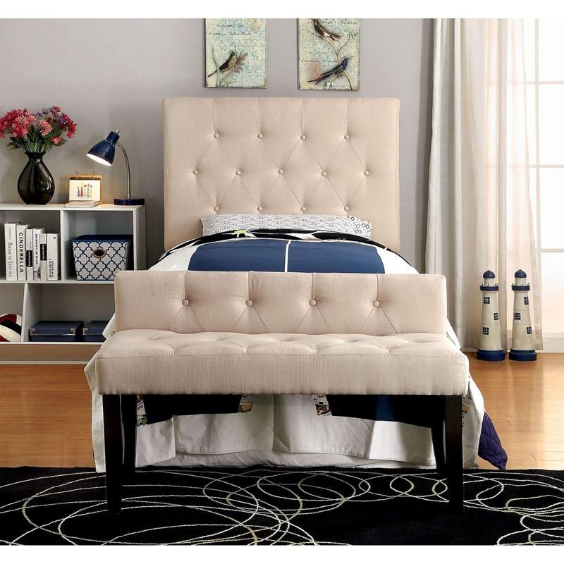 Large Picture of Furniture of America Leeroy III CM-BN6794IV-S Smal Bench - Ivory