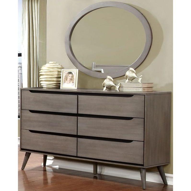 Large Picture of Furniture of America Lennart CM7386GY-MO Oval Mirror