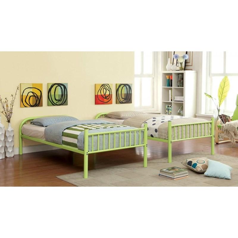 Large Picture of Furniture of America Rainbow CM-BK1035AG Twin over Twin Bunk Bed