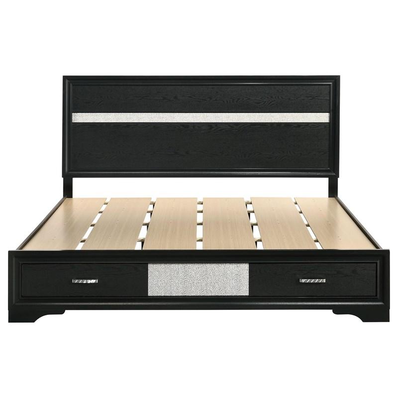 Large Picture of Coaster Furniture Miranda 206361KE 51-inch Wood Eastern King Storage Panel Bed - Black