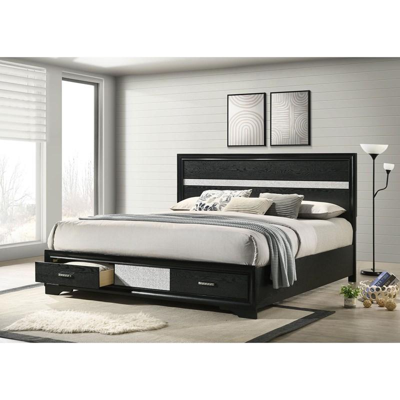 Large Picture of Coaster Furniture Miranda 206361KE 51-inch Wood Eastern King Storage Panel Bed - Black