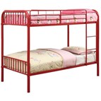 Furniture of America Rainbow CM-BK1035RD Twin over Twin Bunk Bed