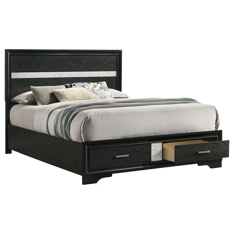 Large Picture of Coaster Furniture Miranda 206361Q 51-inch Wood Queen Storage Panel Bed - Black