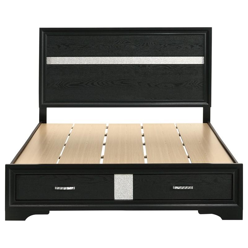 Large Picture of Coaster Furniture Miranda 206361Q 51-inch Wood Queen Storage Panel Bed - Black