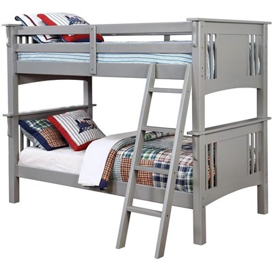 Furniture of America Spring Creek CM-BK602T-GY-BED Twin over Twin Bunk Bed