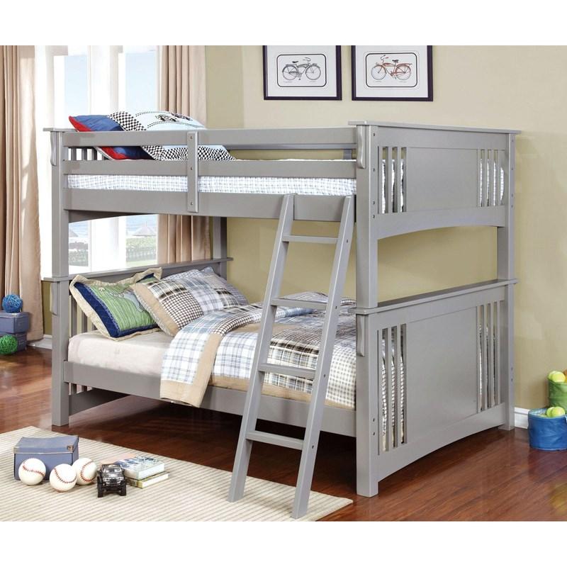 Large Picture of Furniture of America Spring Creek CM-BK603GY-BED Full over Full Bunk Bed