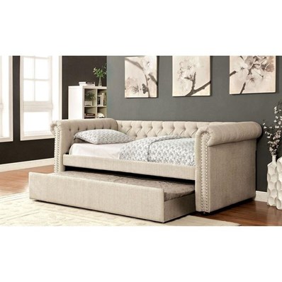 Furniture of America Leanna CM1027BG-BED Twin Daybed with Trundle Bed (Beige)
