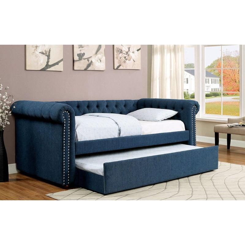 Large Picture of Furniture of America Leanna CM1027TL-BED Twin Daybed with Trundle Bed (Teal)