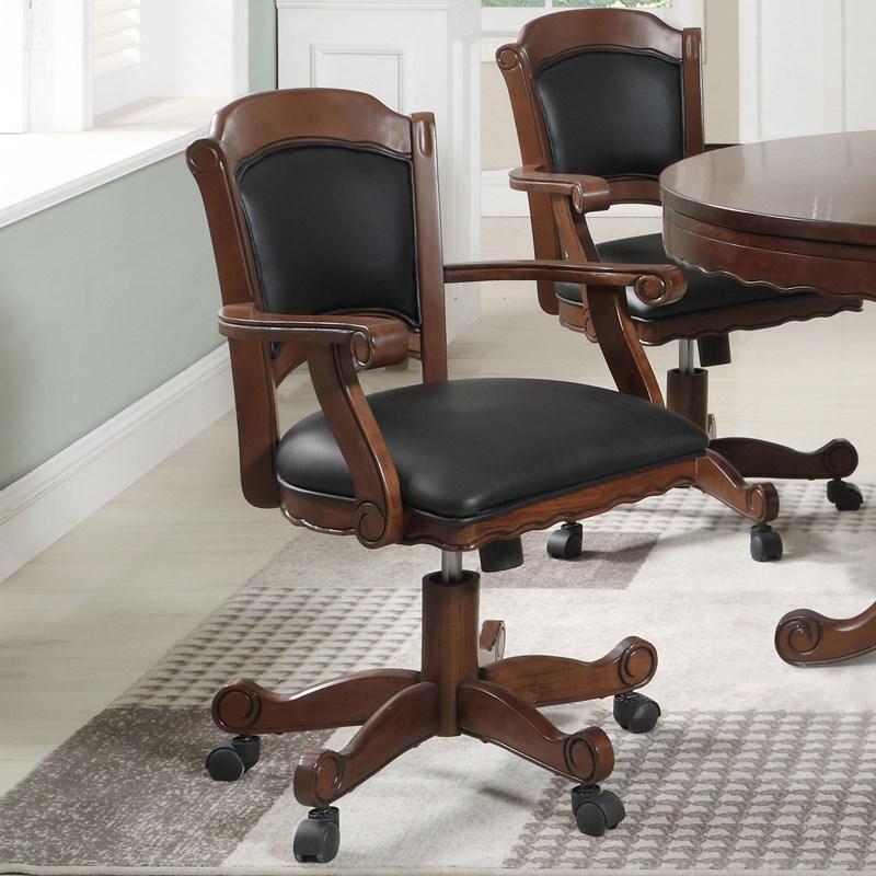 Large Picture of Coaster Furniture Turk 100872 Upholstered Swivel Dining and Game Chair - Tobacco