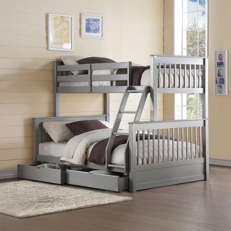 Large Picture of Acme Furniture Haley II 37755 Twin/Full Bunk Bed with Storage