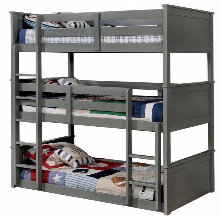 Large Picture of Furniture of America Therese CM-BK628GY-T-BED Twin Triple Decker Bed