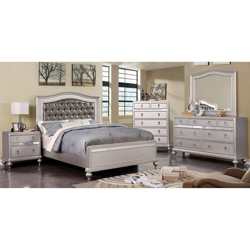 Large Picture of Furniture of America Ariston CM7171SV-Q Queen Panel Bed