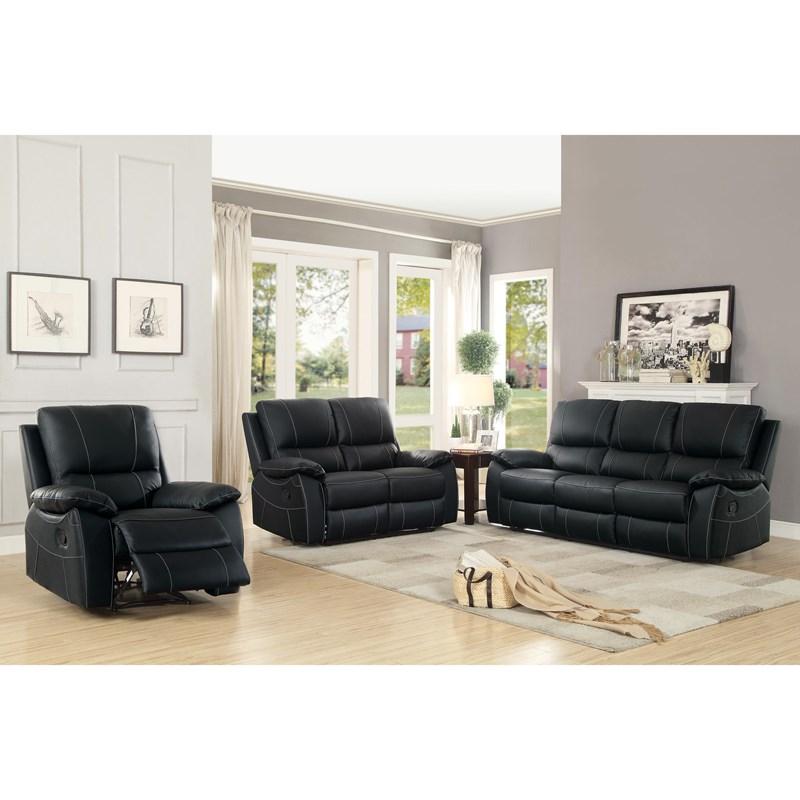 Large Picture of Homelegance Greeley 8325BLK-2 Double Reclining Loveseat