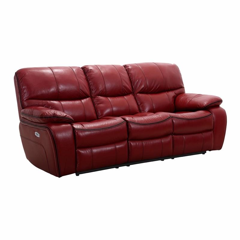 Large Picture of Homelegance Pecos 8480RED-3PW Power Double Reclining Sofa - Red
