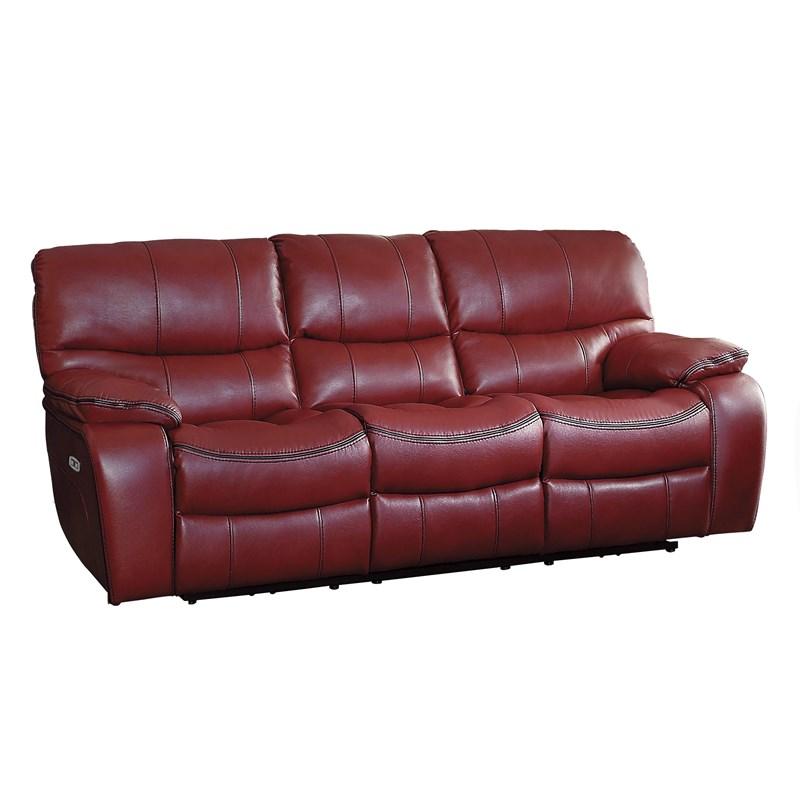 Large Picture of Homelegance Pecos 8480RED-3PW Power Double Reclining Sofa - Red