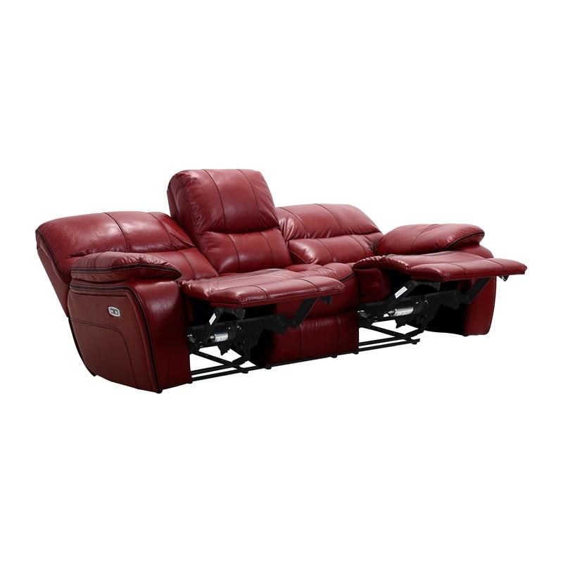 Large Picture of Homelegance Pecos 8480RED-3PW Power Double Reclining Sofa - Red
