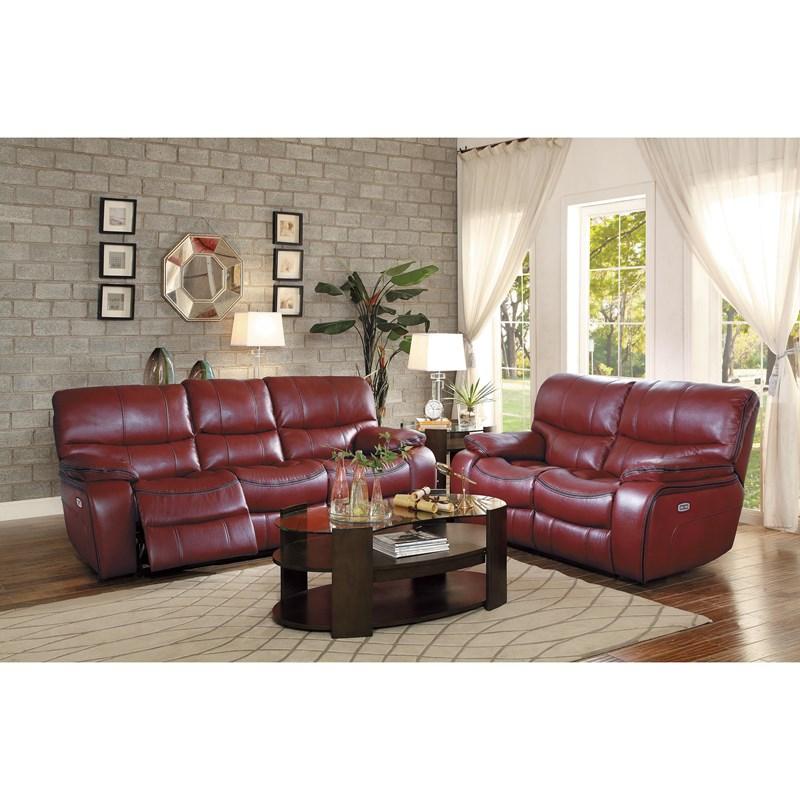 Large Picture of Homelegance Pecos 8480RED-3PW Power Double Reclining Sofa - Red