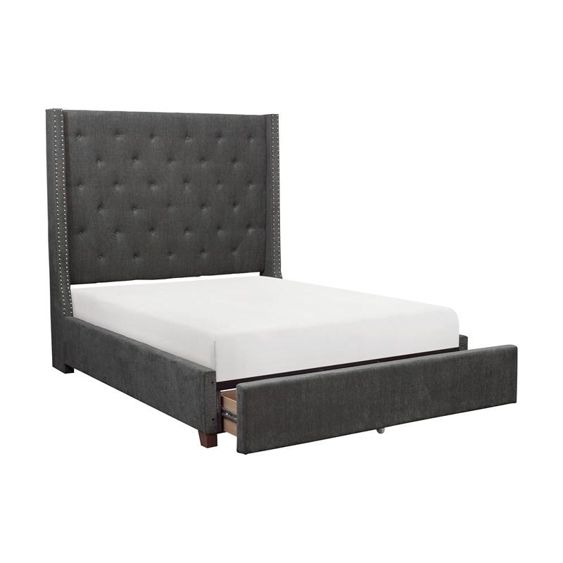 Homelegance Fairborn 5877GY-1DW* Queen Platform Bed with Storage Footboard