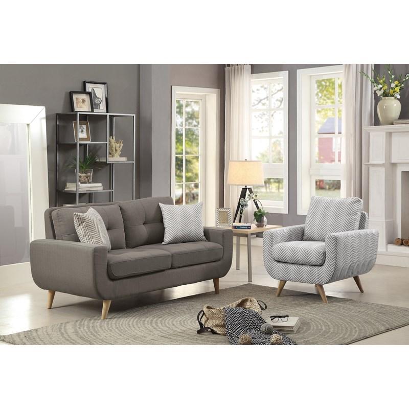 Large Picture of Homelegance Deryn 8327GY-2 Love Seat - Grey