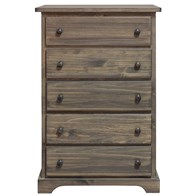 Mako Wood Furniture Polo 800-30 5-Drawer Chest- Grey (Chests - 5 Drawers)