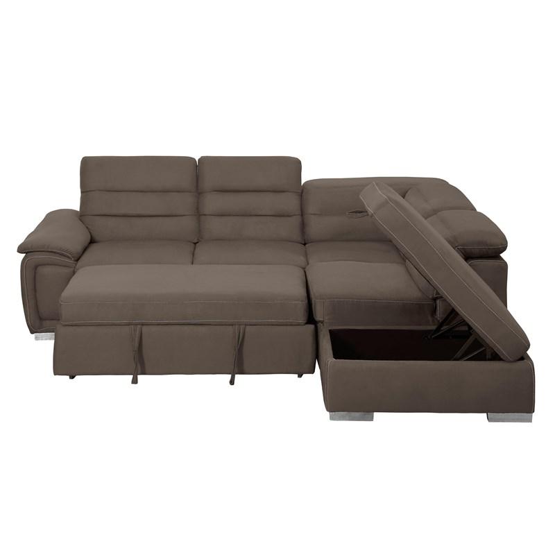 Large Picture of Homelegance Platina 8277CH* 3 pc Sectional with Adjustable Headrests, Pull-out Bed and Right Chaise