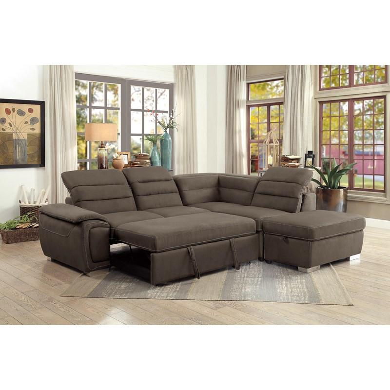 Large Picture of Homelegance Platina 8277CH* 3 pc Sectional with Adjustable Headrests, Pull-out Bed and Right Chaise