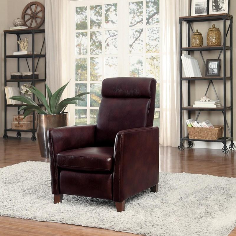 Homelegance Waneta 8214BRW-1 Push Back Reclining Chair