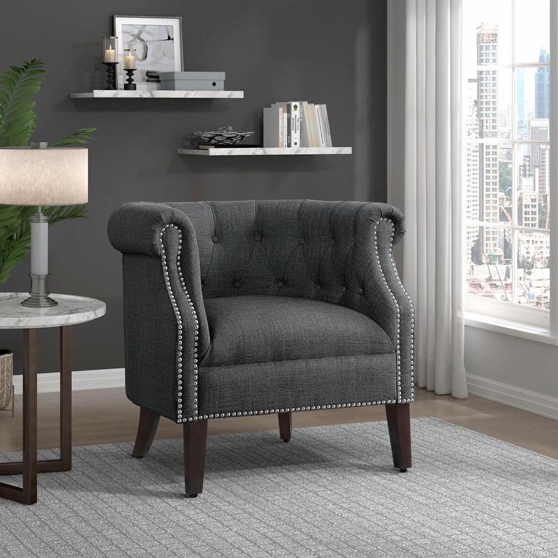 Large Picture of Homelegance Karlock 1220F1S Accent Chair - Grey