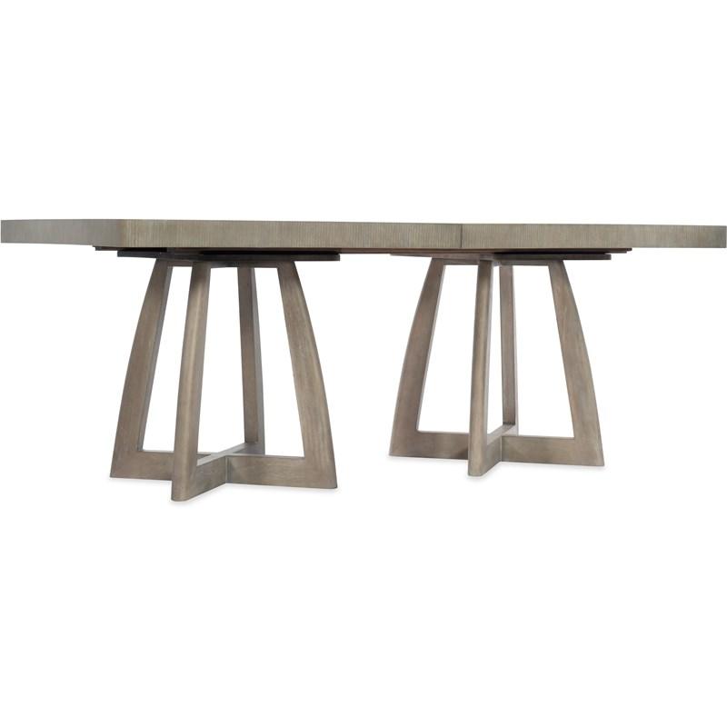 Hooker Furniture 6050-75206-GRY Affinity 78in Rectangle Pedestal Dining Table with 2-18in Leaves